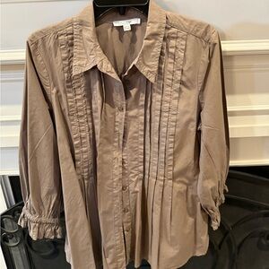 Chico's Taupe Button-Down Shirt